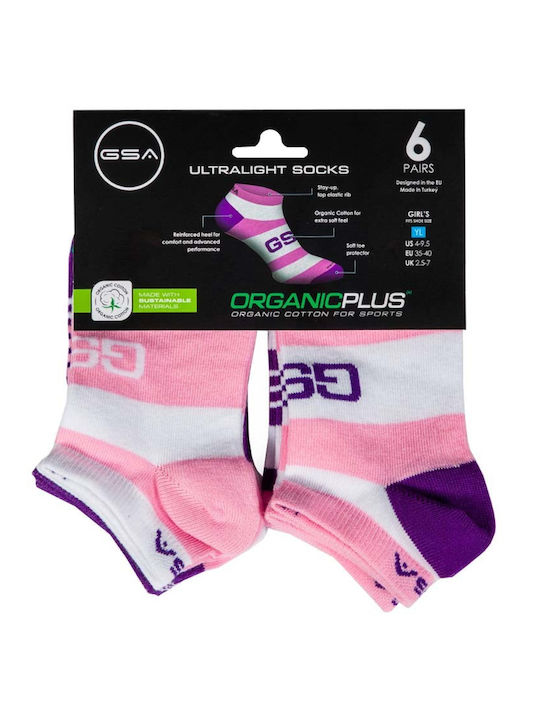 GSA Athletic Kids' Ankle Socks Purple 6 Pairs