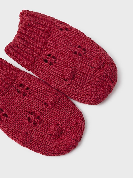 Kinder Mütze Set mit Handschuhe Gestrickt Burgundisch