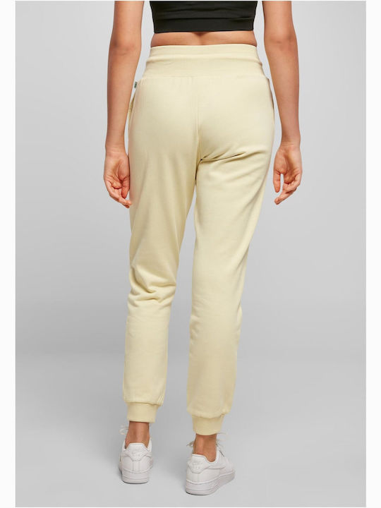 Urban Classics Talie înaltă Pantaloni de trening pentru femei cu cauciuc Soft Yellow