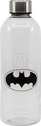 Stor Batman Symbol Kids Water Bottle Batman Aluminium with Screw Cap Non Spill White 850ml