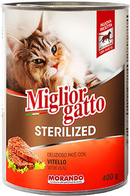 Morando Miglior Gatto Sterilised Wet Food for Sterilised Senior Cats for Urinary Health In Can with Calf 1pc 400gr