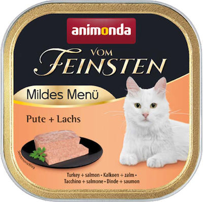 Animonda Vom Feinsten Adult Nasses Katzenfutter für Katze in Tablett mit Türkei und Lachs 100gr