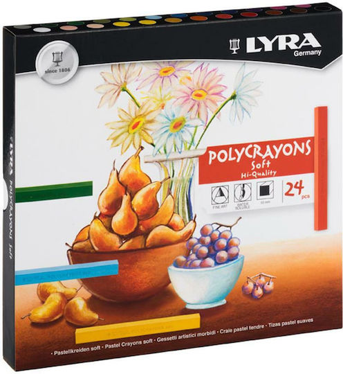 Lyra Polycrayon Soft Σετ Κηρομπογιές 10mm σε 24 Χρώματα