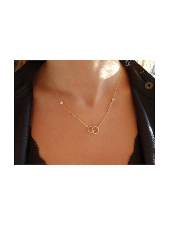 Gold necklace circles of infinity 14 carats with chain K14.5079