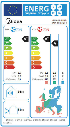 Midea Gaia Aparat De Aer Condiționat Inverter 9000 BTU A+++/A++ Cu WiFi Și Jaluzea TwinFlap