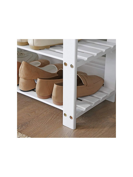 Bamboo Shoe Organizer with 2 Shelves White 71x29x49cm