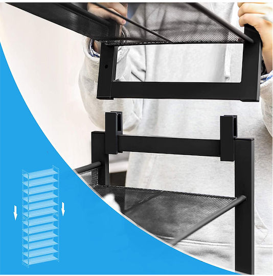 Metalică Suport pentru pantofi cu 12 Rafturi Neagră L92.5xW30.7xH223cm