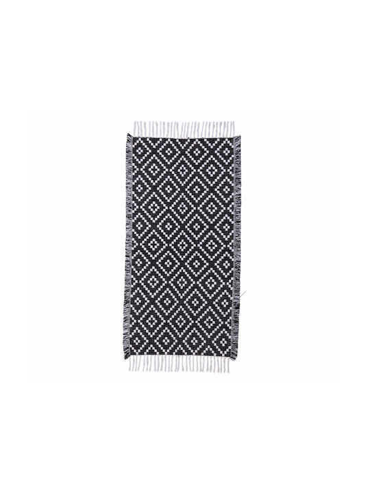 Nef-Nef Homeware Lovera Rug Rectangular Summer Cotton with Fringes Black