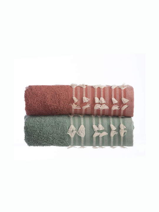 Nef-Nef Homeware Hand Towel Lilian 031432 30x50cm. Green Weight 500gr/m²