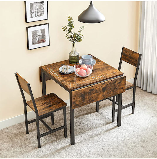 Masă Bucătărie Masa extensibilă Vintage Brown/black 84.5(+35)x78x76.2buc