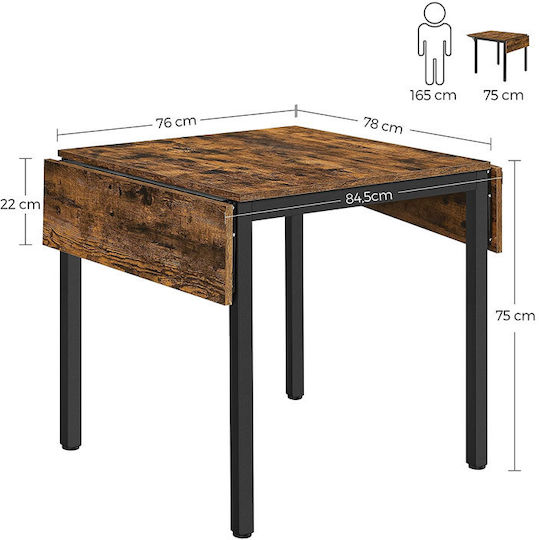 Masă Bucătărie Masa extensibilă Vintage Brown/black 84.5(+35)x78x76.2buc