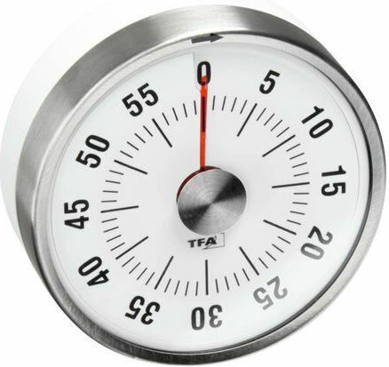 TFA Countdown Analog Kitchen Timer Puck Silver