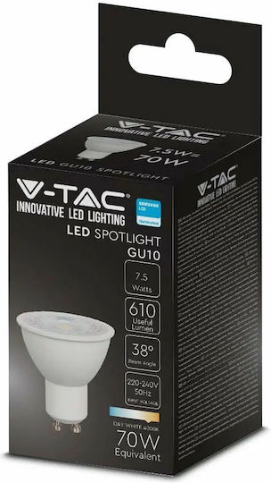 V-TAC LED Bulb 7.5W for Socket GU10 and Shape MR16 Cool White 610lm