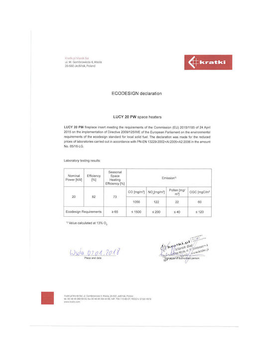 Kratki Ενεργειακό Τζάκι Ξύλου Καλοριφέρ 33kW Ίσιο με Ανοιγόμενη Πόρτα Κλειστού Δοχείου