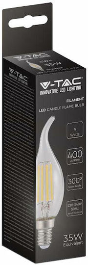V-TAC LED Bulb 4W 118mm for Socket E14 and Shape C35 Natural White 400lm