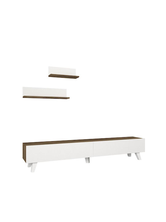 Wohnzimmer TV-Einheit Sirna White / Walnut L180xB31xH32cm