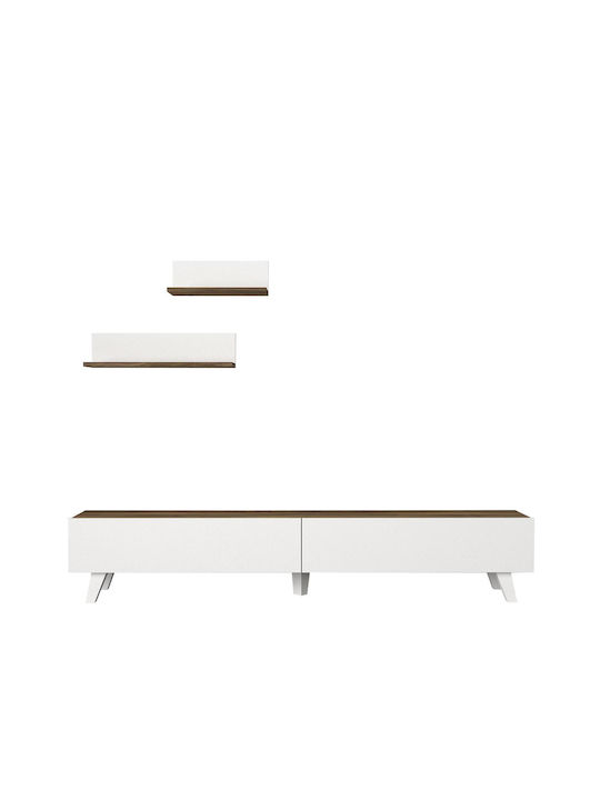 Wohnzimmer TV-Einheit Sirna White / Walnut L180xB31xH32cm