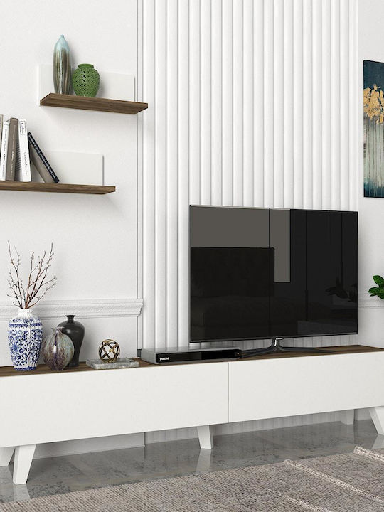 Wohnzimmer TV-Einheit Sirna White / Walnut L180xB31xH32cm