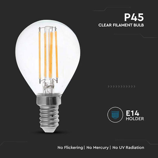 V-TAC LED Bulb 4W 78mm for Socket E14 and Shape P45 Warm White 400lm