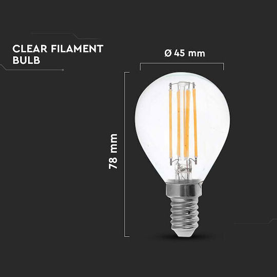 V-TAC LED Bulb 4W 78mm for Socket E14 and Shape P45 Warm White 400lm