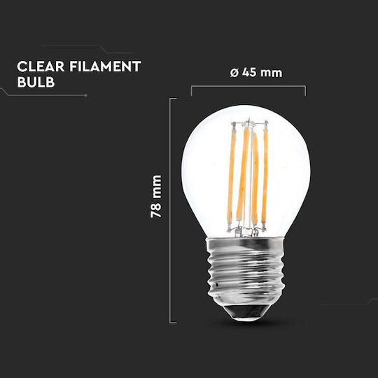 V-TAC LED-Lampe 4W 80mm für Fassung E27 und Form G45 Kühles Weiß 400lm