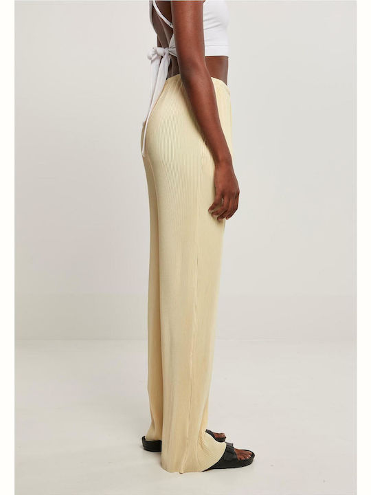 Femei Talie înaltă Din material textil Pantaloni cu elastic Galbenă