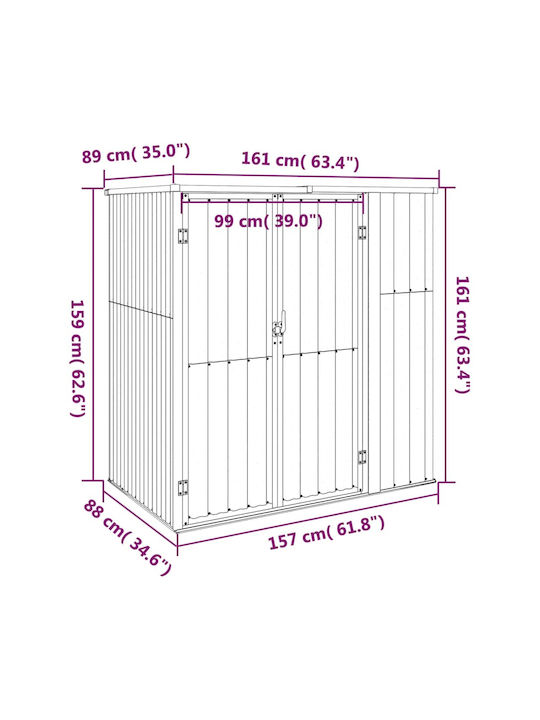 Metallische Gartenhaus Galvanisiert Grau M1.61xB0.89xH1.61m