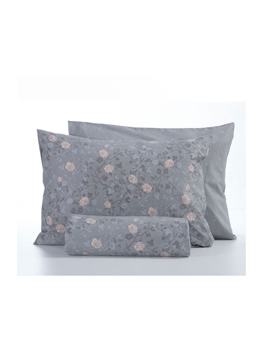 Nef-Nef Homeware Set Bettbezug Baumwolle Einzelbett mit Kissenbezug 170x240 Liliana 031493 23 Grey