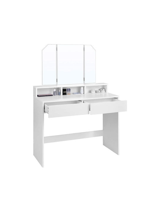 Masă de machiaj Albă cu Oglindă 100x40x142buc