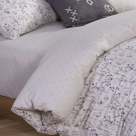 Nef-Nef Homeware Set Bettbezug Baumwolle 240x230cm Übergröße mit 2 Kissenbezügen Aria 23 Ecru