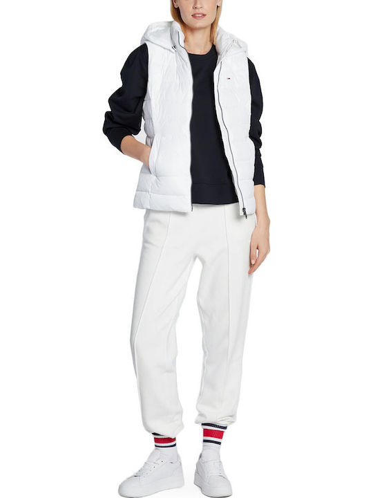Kurz Damen Ärmellos Puffer Jacke Weiß