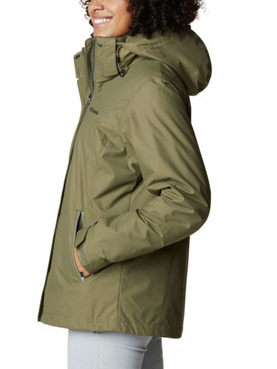 Bugaboo II Fleece Interchange 3 In 1 Women's Hiking Short Sports Jacket for Winter with Hood Khaki