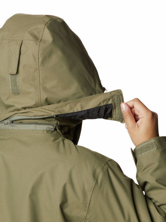 Bugaboo II Fleece Interchange 3 In 1 Women's Hiking Short Sports Jacket for Winter with Hood Khaki