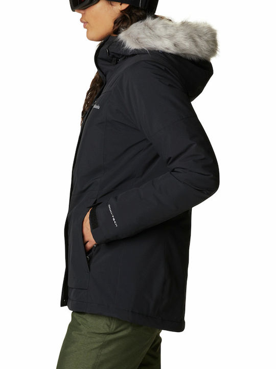 Alpine Insulated Women's for Hiking Short Parka Jacket for Winter with Hood Black
