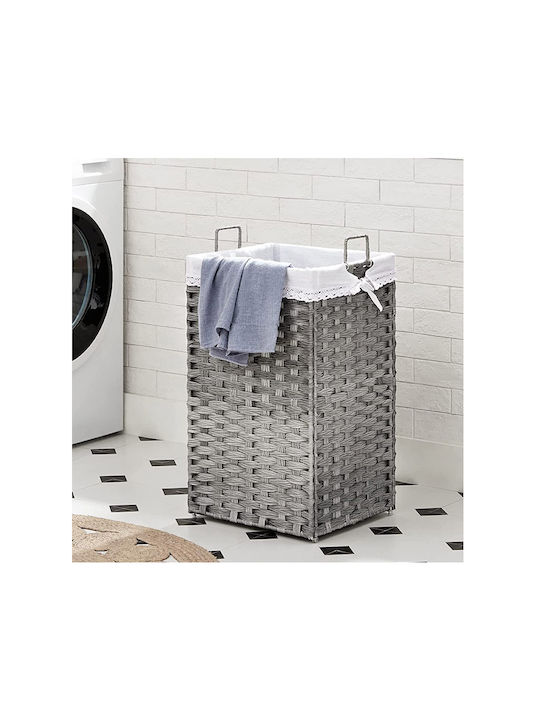 Songmics Καλάθι Απλύτων Ψάθινο Πτυσσόμενο 70lt 36x33x60cm Γκρι