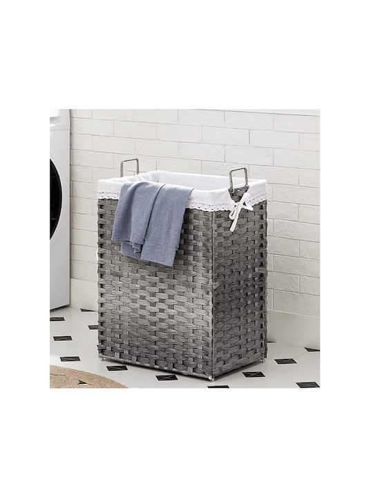 Songmics Wicker Collapsible Laundry Basket 90lt 46x33x60cm Gray