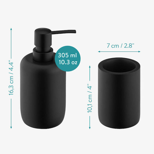 Navaris Set Accesorii Baie Plastic Negru 3buc
