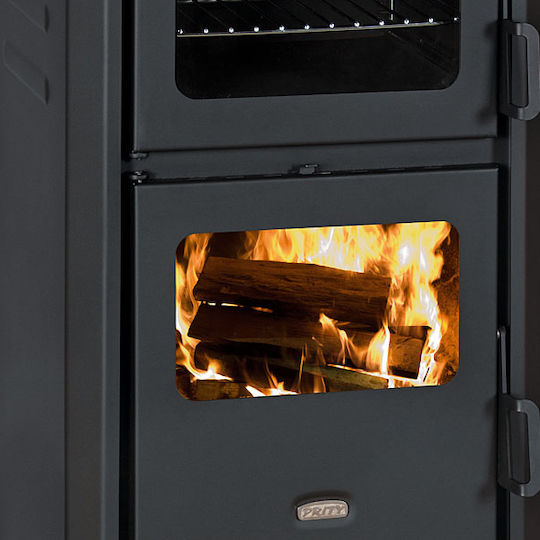 Prity FM D Metallic Wood Stove with Oven 12kW Black