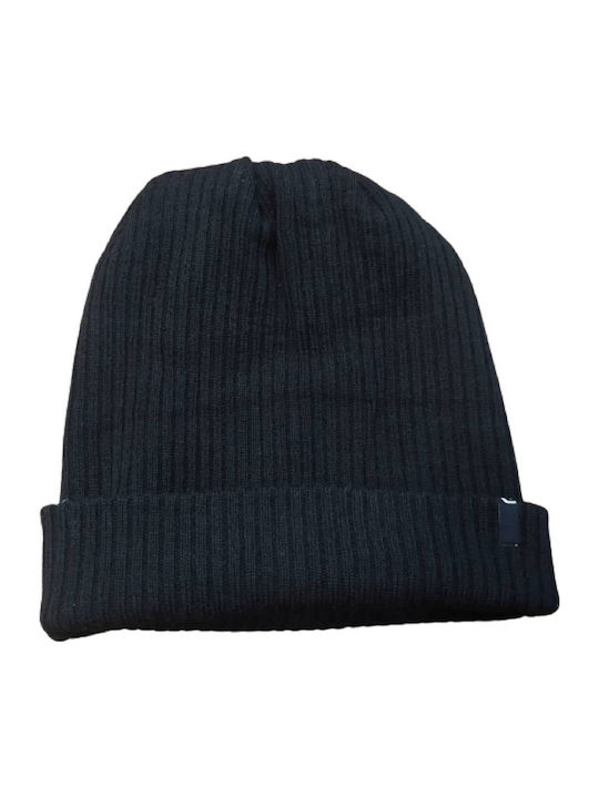 Unisex Beanie Wendbarer Mütze mit Rippenstrick in Schwarz
