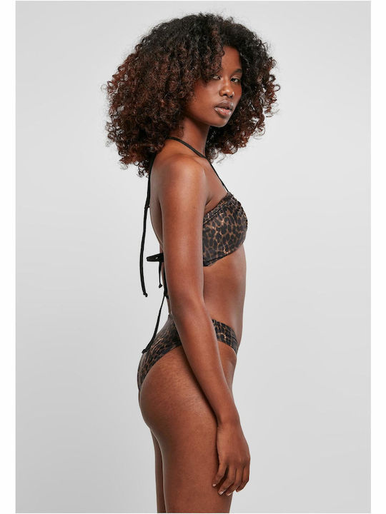 Bikini Set Top & Slip Bottom Brown Animal Print
