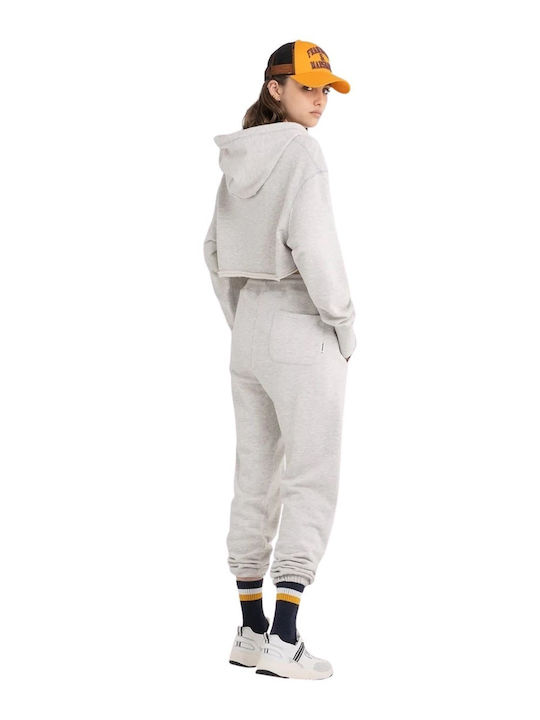 Cropped Women's Sweatshirt Hooded Gray