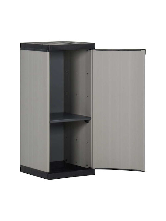Single-Leaf Plastic Cabinet with Locking Capability with 1 Shelf Suitable for Small Spaces Grey 35x40x85 cm