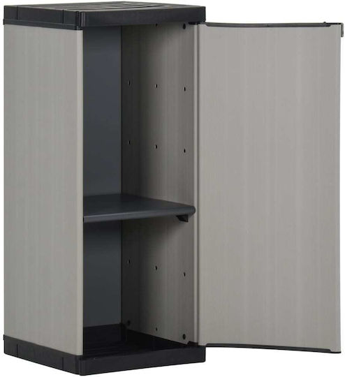 Single-Leaf Plastic Cabinet with Locking Capability with 1 Shelf Suitable for Small Spaces Grey 35x40x85 cm
