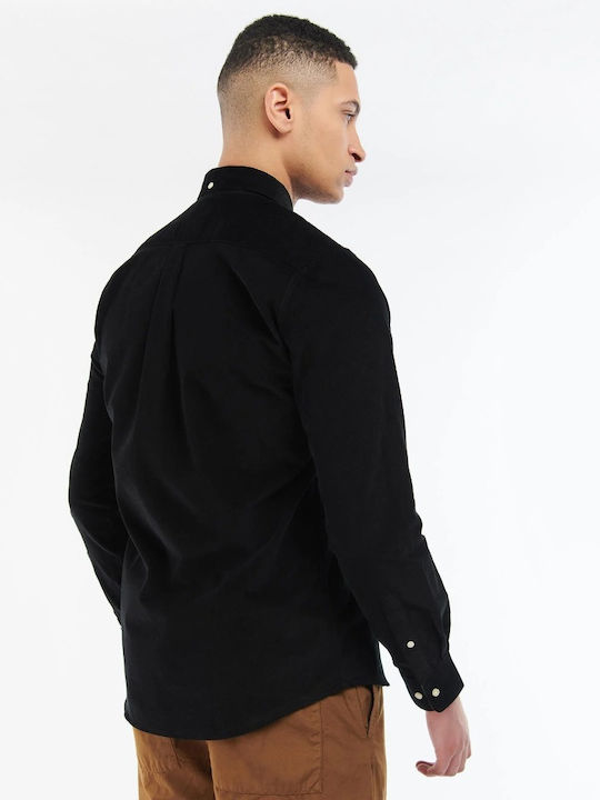 Barbour Cămașă Bărbătească Cu mânecă lungă Corduroy Monocrom Negru