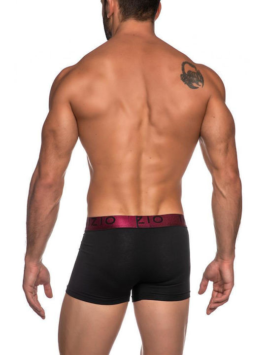 BLACK BOXER WITH EXTERNAL RUBBER AND LOGO INISIO 44000 BLACK/BORDEAUX