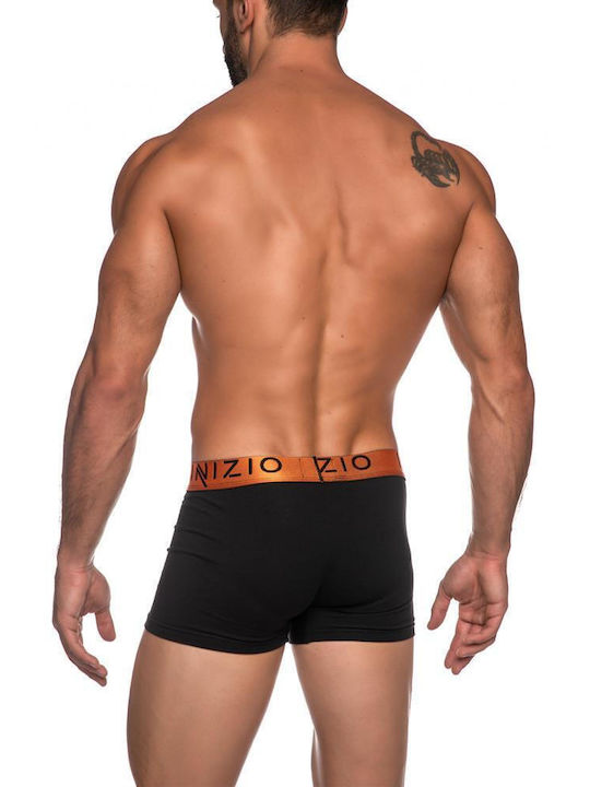 BLACK BOXER WITH EXTERNAL RUBBER AND LOGO INIS 44000 BLACK/ORANGE