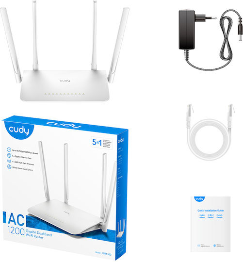 Cudy WR1300 v1 Ασύρματο Router Wi‑Fi 5 με 5 Θύρες Gigabit
