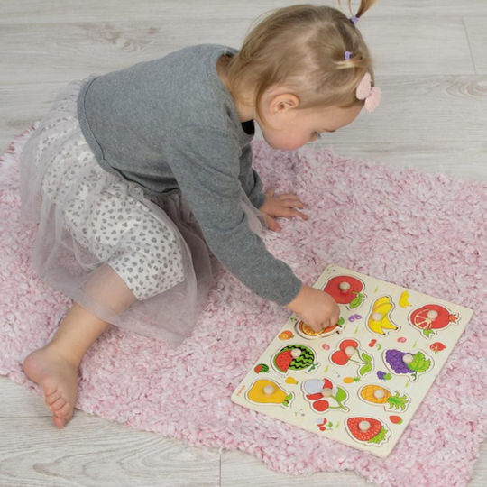 Wooden Kids Peg Puzzle Fruits 11pcs Akuku