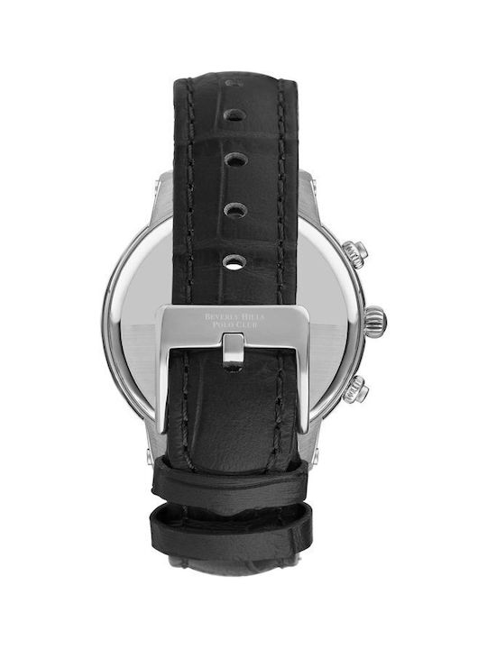 Beverly Hills Polo Club Uhr Chronograph Batterie mit Schwarz Lederarmband