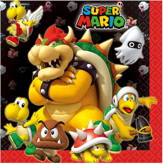 Super Mario Servietten Rote 33x33cm 20Stück
